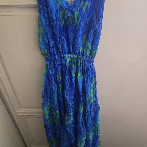 Ramy Brook Vibrant Blue and Green High Low Dress - Picture 3 of 3